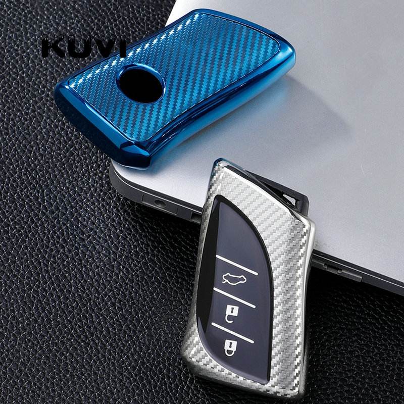 Carbon Fiber Tpu Car Smart Key Case Cover Shell Fob For Lexus Nx Ux Lc