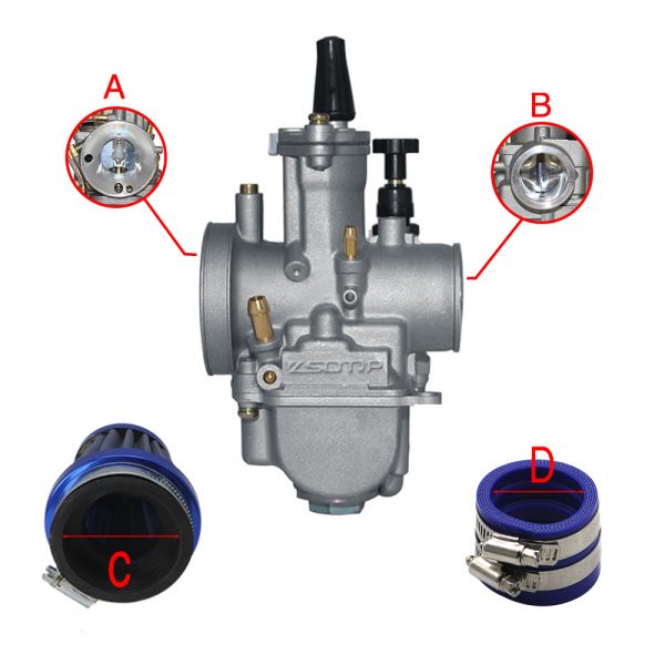 21 24 26 28 30 32 34mm Motorcycle Carburetor Carb with Air Filter & Adapter Inlet Intake Pipe for Honda For Kawasaki - - Racext 2