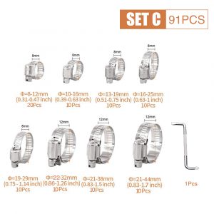 60/80/90pcs Pipe Clamps Steel 304 Adjustable Drive Hose Clamp Fuel Line Worm Size Clip Hoop Hose Clamp Worm Drive - - Racext 13
