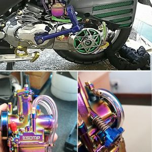 Colorful Carburetor 50mm Air Filter With Mesh Cleaner Intake Pipe Modified Scooter 75cc - 250cc Universal Motorcycle - - Racext 15