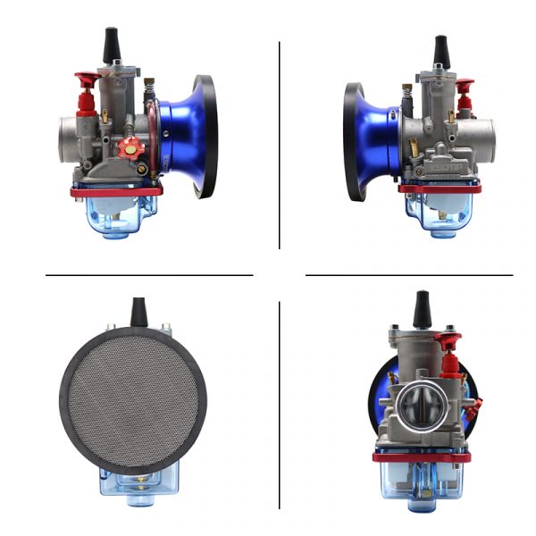Motorcycle 28/30mm Pwk Carburetor Universal Racing Parts Scooters Blue Bottom Cover Power Jet With 50mm air filter - - Racext 4