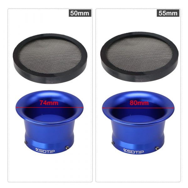 Universal 50/55mm Motorcycle Air Filter Wind Horn Cup Alloy Trumpet with Guaze High Flow Intake Pipe Modified Scooter - - Racext 3