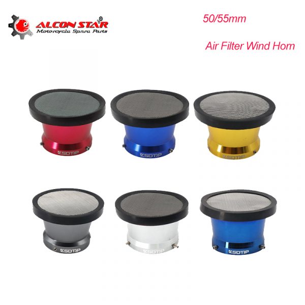 Universal 50/55mm Motorcycle Air Filter Wind Horn Cup Alloy Trumpet with Guaze High Flow Intake Pipe Modified Scooter - - Racext 2