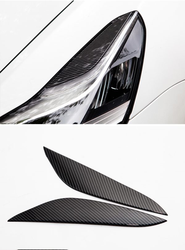 Accessories for Tesla Model 3 2022 Car Front Light Eyebrow 2PCS Set ABS Decorative Strip Modification Accessories - - Racext 4