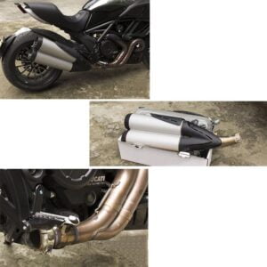 60mm Dual-outlet Muffler Slip On for Ducati Diavel 1200 Exhaust Pipe Motorcycle Titanium Escape No DB Killer Original System - - Racext 7
