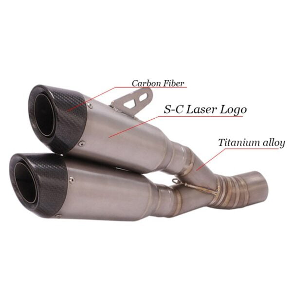 60mm Dual-outlet Muffler Slip On for Ducati Diavel 1200 Exhaust Pipe Motorcycle Titanium Escape No DB Killer Original System - - Racext 3