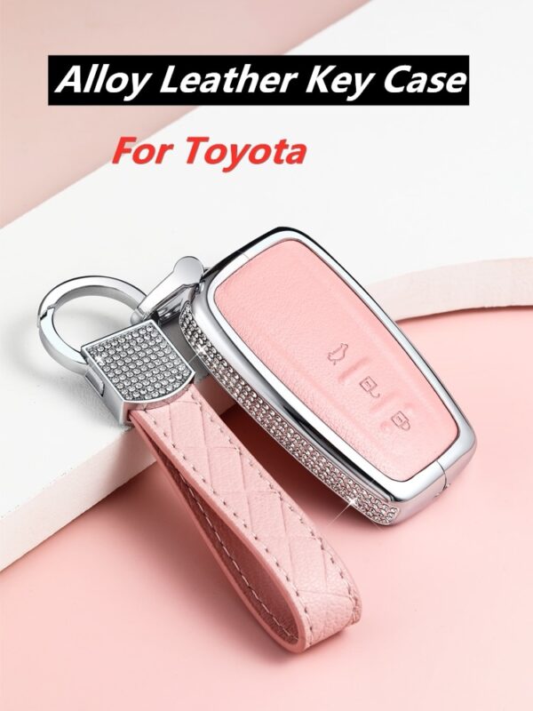 Alloy Leather Remote Car Key Cover Case For Toyota Camry Chr Prius Corolla Rav4 Prado 2017 2018 Remote 3 Button - - Racext™️ - - Racext 1