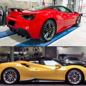 Dry Carbon Fiber N Style Body kit Front Lip Flaps Side Skirts Air Vent cover Rear Diffuser Rear Boot Trims for Ferrari 488 GTB - - Racext 9