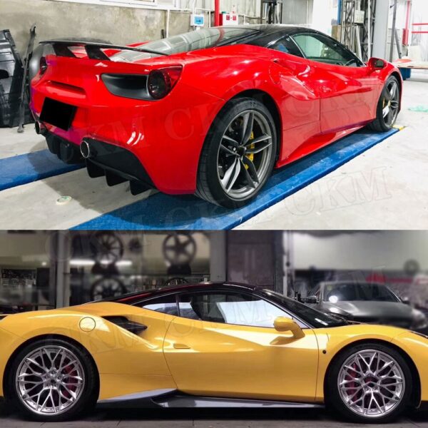 Dry Carbon Fiber N Style Body kit Front Lip Flaps Side Skirts Air Vent cover Rear Diffuser Rear Boot Trims for Ferrari 488 GTB - - Racext 3