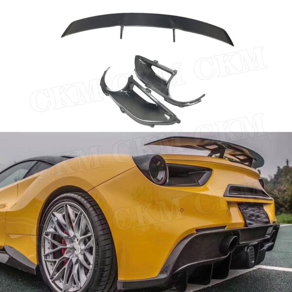 Dry Carbon Fiber N Style Body kit Front Lip Flaps Side Skirts Air Vent cover Rear Diffuser Rear Boot Trims for Ferrari 488 GTB - - Racext 1