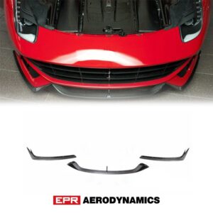 For Ferrari F12 REVO Style Front Lip (3pcs) Carbon Fiber Front Lip Glossy Finish Bumper Splitter Fibre Drift Kit - - Racext 8