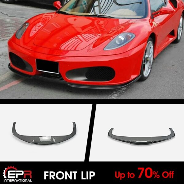For Ferrari F430 P TYPE Carbon Glossy Front Lip Bumper Under Spoiler Splitter Exteior Accessories kit - - Racext 1
