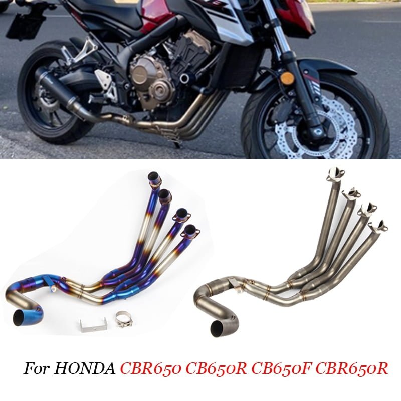 Full Systems Motorcycle Exhaust Muffler Slip on Front Pipe Modified Half Blue Motorcross For