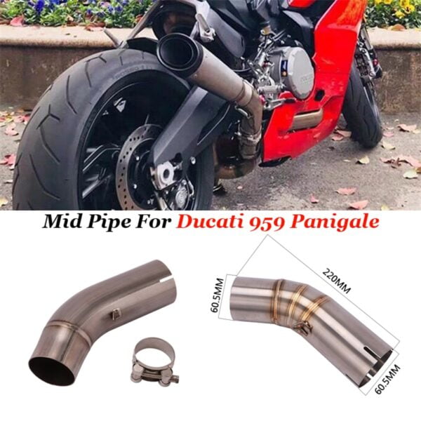 Mid Pipe For Ducati 959 Panigale Motorcycle Exhaust Pipe 61Mm Medium Slip In Original Catalyst Stainless Steel Titanium - - Racext 1