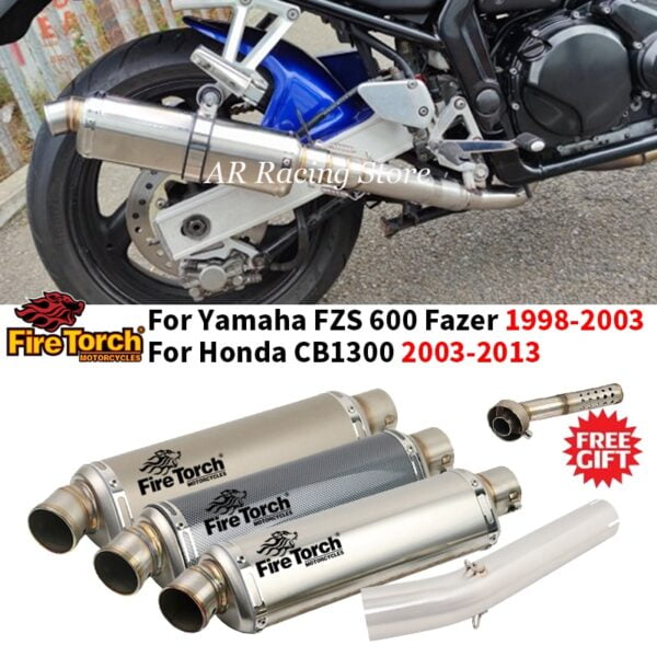 Motorcycle Exhaust 51MM Fire Torch Muffler Escape Moto Slip on For Yamaha FZS 600 Fazer 1998-2003 For Honda CB1300 2003-2013 - - Racext 1