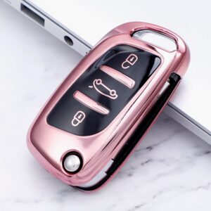 Car Fold Key Case Full Cover For Peugeot Citroen C1 C2 C3 C4 C5 Ds3 Ds4 Ds5 Ds6 Auto Key Shell Soft Tpu 3 Button - - Racext™️ - - Racext 13