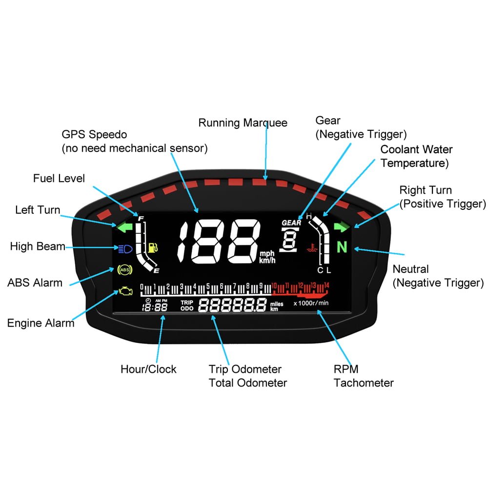  Speedometer Digital Odometer LED LCD for Diamo Passeo - - Racext 25