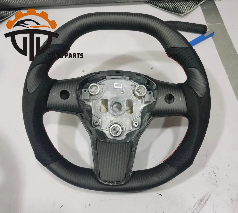 kf-H52b4ad27f529429b943c585128b272a2E-matt-carbon-fiber-steering-wheel-for-Tesla-Model-3 matt carbon fiber steering wheel for Tesla Model 3 - - Racext 3