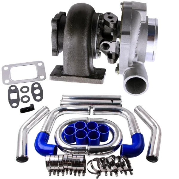 GT30 GT3037 Turbocompressore universale T3 Flangia Acqua Olio raffreddamento + Kit tubo intercooler 2.5" - - Racext 1