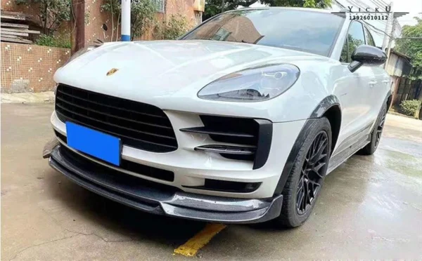 Per Porsche Macan 2018 2019 2020 2021 2022 Kit spoiler anteriore diffusore posteriore in vera fibra di carbonio - - Racext 3