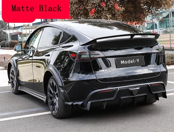 Per Tesla Model Y 2020-2023 ABS Forgiatura Carbonio Nero Brillante Labbro Anteriore Diffusore Posteriore Gonna Laterale Corpo Kit Sopracciglia Ruota Spoiler - - Racext 6