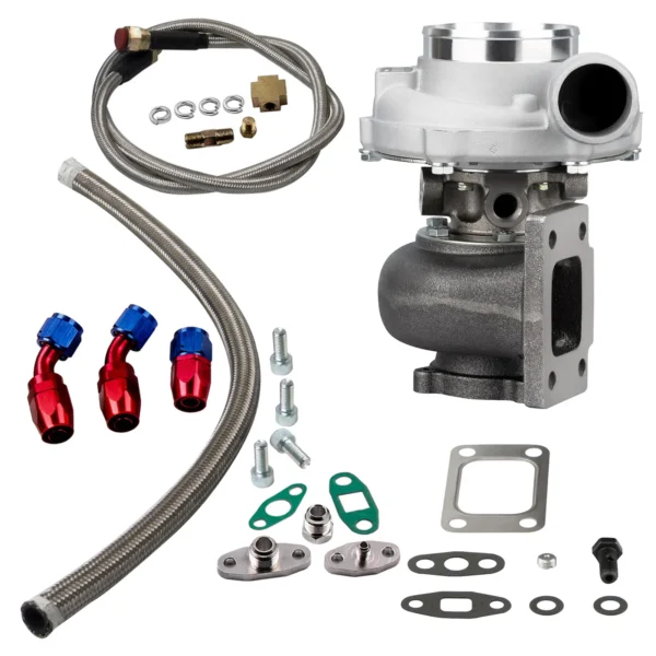 GT30 GT3037 GT3076 T3 Flangia A/R .6 Turbina A/R .82 Turbo Turbocompressore 2.5L-3.0L + Kit linea di alimentazione ritorno scarico olio - - Racext 1