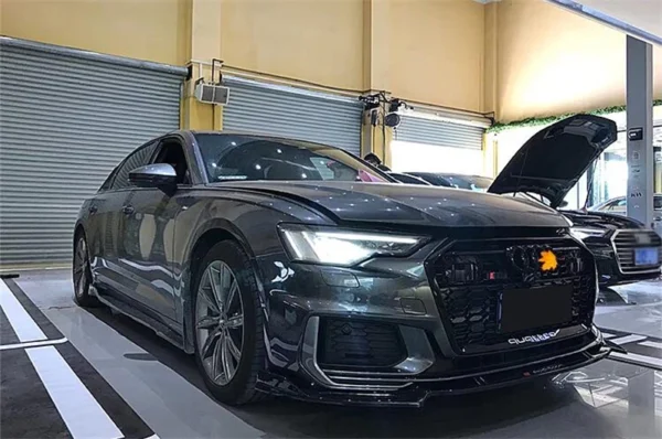 Per Audi A6 S6 RS6 C8 2019 2020 2021 2022 2023 Kit minigonne laterali in vera fibra di carbonio Spoiler per labbra Splitter di alta qualità - - Racext 3