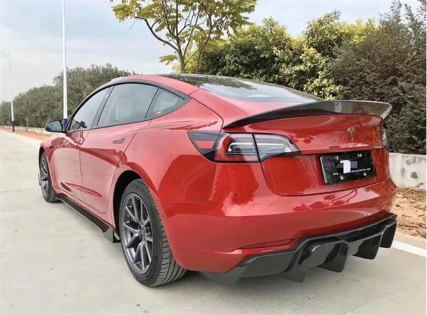 Per Tesla Model 3 2019 2020 2021 2022 2023 Kit minigonne laterali in fibra di carbonio REALE di alta qualità Spoiler per labbra - - Racext 4