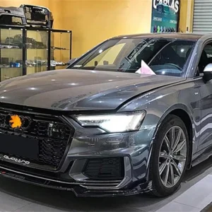 Per Audi A6 S6 RS6 C8 2019 2020 2021 2022 2023 Kit minigonne laterali in vera fibra di carbonio Spoiler per labbra Splitter di alta qualità - - Racext 6