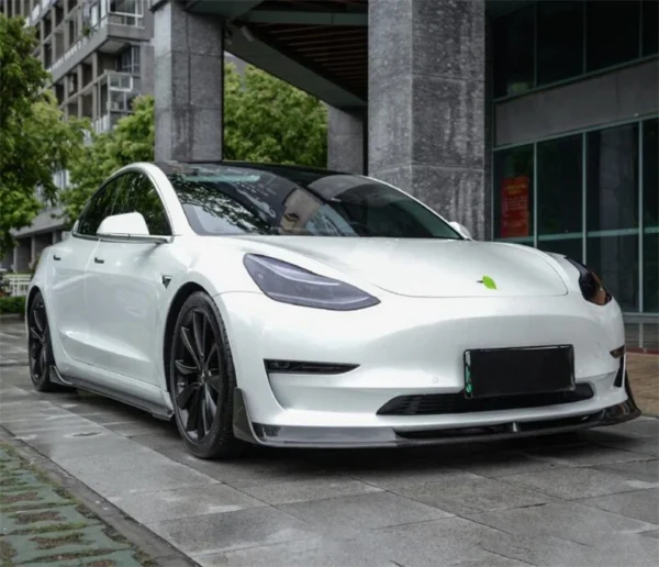 Per Tesla Model 3 2019 2020 2021 2022 2023 Kit minigonne laterali in fibra di carbonio REALE di alta qualità Spoiler per labbra - - Racext 6