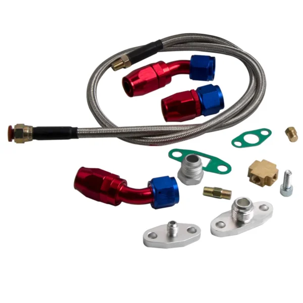 GT30 GT3037 GT3076 T3 Flangia A/R .6 Turbina A/R .82 Turbo Turbocompressore 2.5L-3.0L + Kit linea di alimentazione ritorno scarico olio - - Racext 5