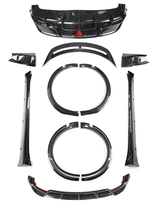 Per Tesla Model Y 2020-2023 ABS Forgiatura Carbonio Nero Brillante Labbro Anteriore Diffusore Posteriore Gonna Laterale Corpo Kit Sopracciglia Ruota Spoiler - - Racext 2