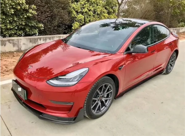 Per Tesla Model 3 2019 2020 2021 2022 2023 Kit minigonne laterali in fibra di carbonio REALE di alta qualità Spoiler per labbra - - Racext 3
