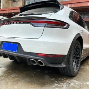 Per Porsche Macan 2018 2019 2020 2021 2022 Kit spoiler anteriore diffusore posteriore in vera fibra di carbonio - - Racext 12