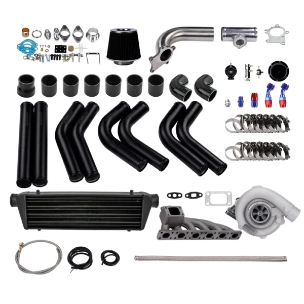 Kit turbina turbocompressore T12 T3 4 pezzi + intercooler + collettore + BOV + wastegate per BMW E46 325i 01-07 - - Racext 1