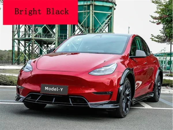 Per Tesla Model Y 2020-2023 ABS Forgiatura Carbonio Nero Brillante Labbro Anteriore Diffusore Posteriore Gonna Laterale Corpo Kit Sopracciglia Ruota Spoiler - - Racext 3