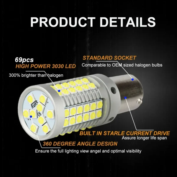 2PCS Canbus For Infiniti QX70 2014 2015 2016 2017 LED Backup Reverse Reversing Light Bulbs Error Free - - Racext 3