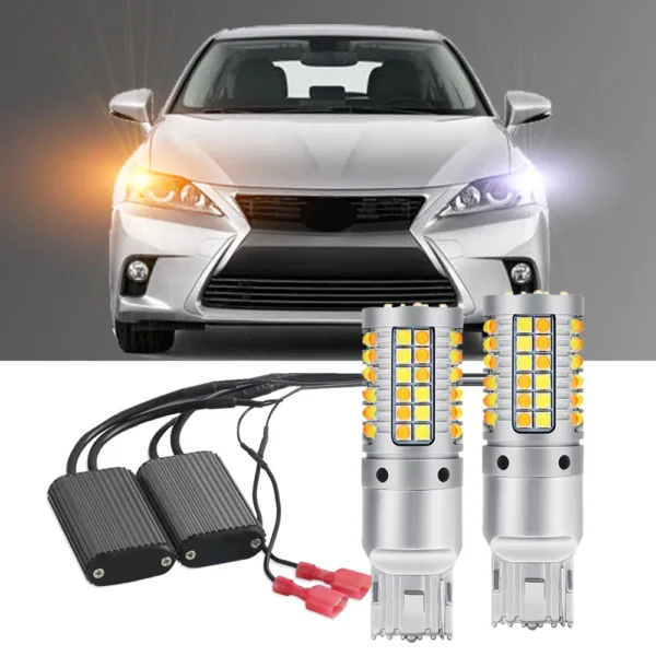 2Pc Canbus For Lexus CT200h 2011-2017 Switchback Yellow Front Turn Signal + White Drl Daytime Running Light - - Racext 1