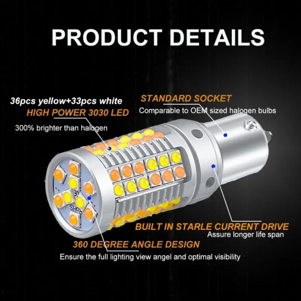 2Pc Canbus For Lexus IS 250 IS250 XE20 2007-2014 Switchback Yellow Front Turn Signal + White Drl Daytime Running Lght - - Racext 5
