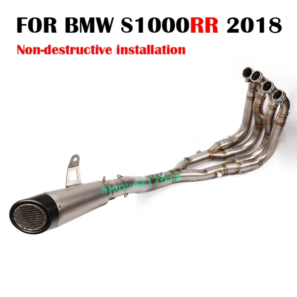 60MM Motorcycle Exhaust Front Connecting Rod Muffler With Stainless Steel Laser Marking Link Pipe Slip On For BMW S1000RR 2018 - - Racext 3