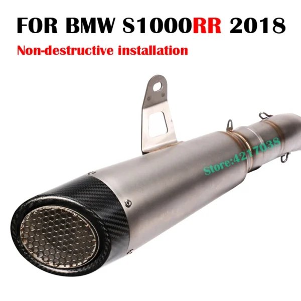 60MM Motorcycle Exhaust Front Connecting Rod Muffler With Stainless Steel Laser Marking Link Pipe Slip On For BMW S1000RR 2018 - - Racext 6
