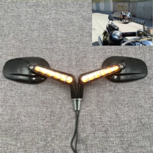 Black Rear View Mirrors Muscle LED Turn Signals Light case for Harley V-ROD V ROD VRSCF