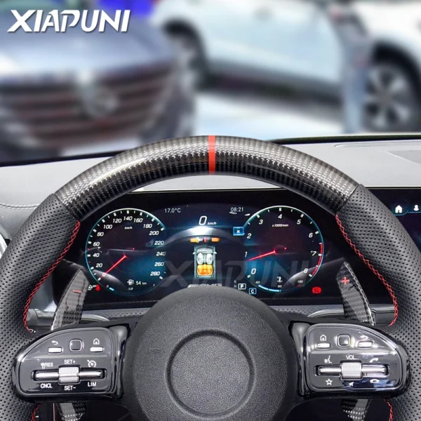 Fit For Benz Mercedes AMG Carbon Fiber Steering Wheel C63 W212 W205 W204 W213 2012-2021 Paddle Shifter Sport Steering Wheel - - Racext 4