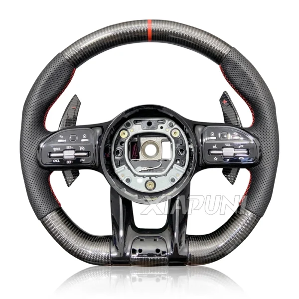 Fit For Benz Mercedes AMG Carbon Fiber Steering Wheel C63 W212 W205 W204 W213 2012-2021 Paddle Shifter Sport Steering Wheel - - Racext 3