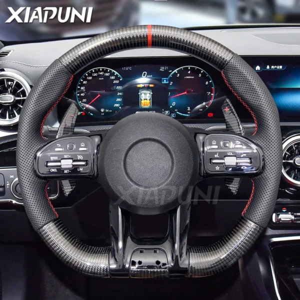 Fit For Benz Mercedes AMG Carbon Fiber Steering Wheel C63 W212 W205 W204 W213 2012-2021 Paddle Shifter Sport Steering Wheel - - Racext 1