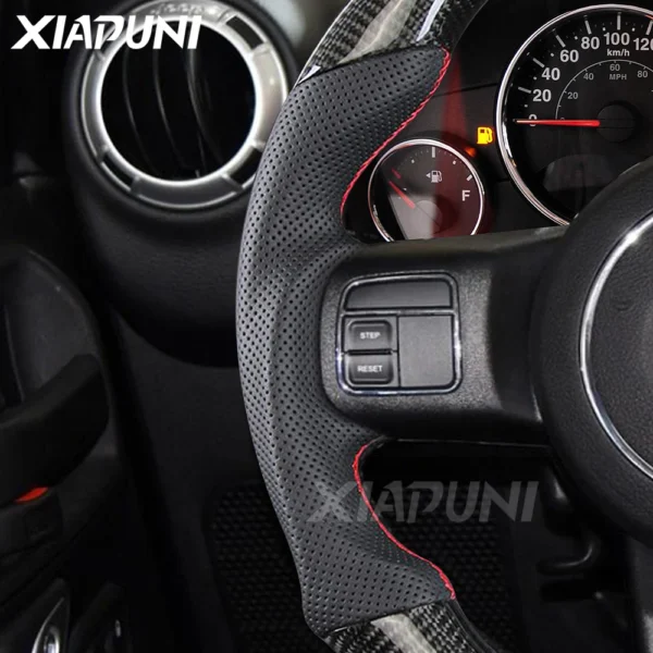 Custom Handmade Carbon Fiber Racing Steering Wheel with LED for Jeep Wrangler 2011-2017 Model - - Racext 5