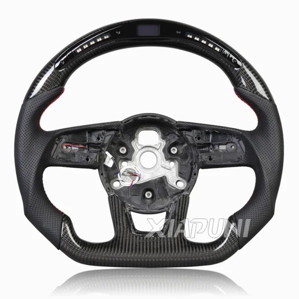 "Premium Audi LED Customized Racing Steering Wheel: Genuine Carbon Fiber Design for RS3, RS4, RS5, RS6, RS7, S3, S4, S5, S6, S7, S8, A3, A4, A5, A6 Models (2016-2020) with Multiple LED Light Bead Options - - Racext 2