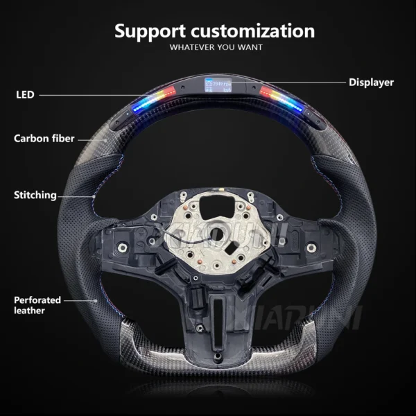 Customized BMW M3 M5 G Series LED Racing Steering Wheel: Premium Carbon Fiber for 1-4 Series, X1-X7, & Z4 Models - - Racext 2
