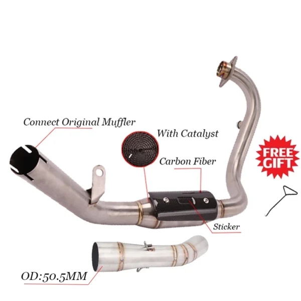 Per Benelli Leoncino 250 TRK251 Silenziatore di scarico per moto Tubo di collegamento anteriore in acciaio inossidabile Tubo centrale Connessione 51mm - - Racext 8