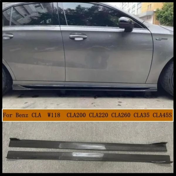 For Mercedes Benz CLA W118 CLA200 CLA220 CLA260 CLA35 CLA45S 2018-2023 Real Carbon Fiber Body Side Skirt Kit Lip Spoiler Refits - - Racext 1